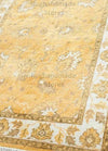 Hand-Knotted Oushak Wool Rug: Vintage Turkish Floral Area Rug