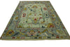 Hand-Knotted Oushak Wool Rug: Turkish Floral Area Rug, 8x10