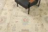 Hand-Knotted Oushak Wool Rug: Geometric Turkish Knot, Muted Tones