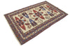 Hand-Knotted Wool Rug: Geometric Oushak Design, Ivory & Red, 8x10