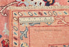 Handmade Wool Turkish Knot Rug: Pink & Yellow Oushak Area Rug