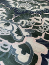 Handmade Oushak Wool Rug: Blue, Gray & Orange Turkish Knot Design