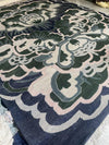Handmade Oushak Wool Rug: Blue, Gray & Orange Turkish Knot Design