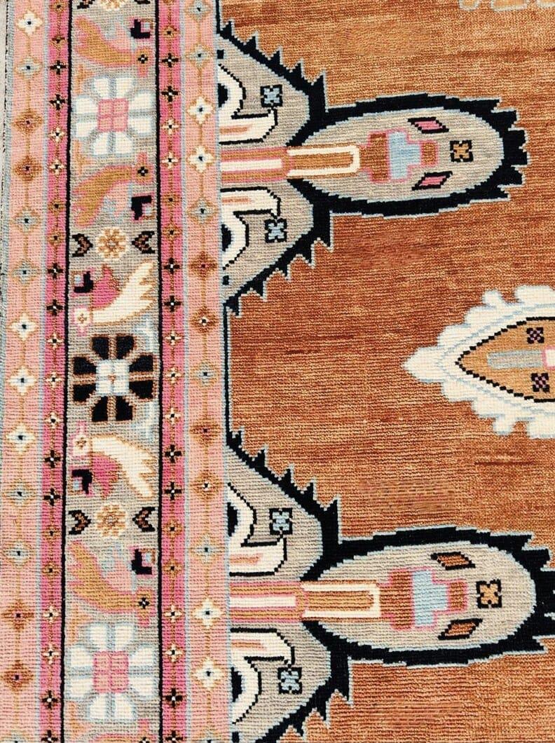 Hand-Knotted Turkish Area Rug 9x12: Boho Oriental Wool Carpet