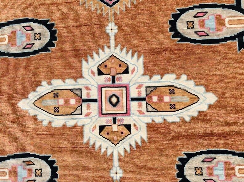 Hand-Knotted Turkish Area Rug 9x12: Boho Oriental Wool Carpet