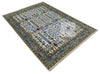 Handmade Oushak Wool Rug: Gray, Cream & Blue Turkish Knot, 8x10 Area Rug