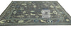 Hand-Knotted Oushak Wool Rug: Traditional Floral Design, Muted Gray, 8x10 Area Rug