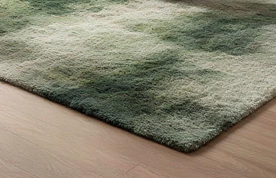 Handmade Wool Tufted Area Rug: Moss Green Plush Carpet