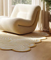 Wavy Tufted Wool Rug: Cream & Yellow Spiral, Modern Boho Decor