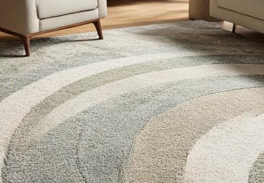 Handmade Wool Area Rug: Abstract Wave Design, Plush Neutral Rug