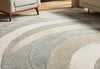 Handmade Wool Area Rug: Abstract Wave Design, Plush Neutral Rug