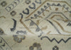 Hand-Knotted Oushak Wool Rug: Beige & Brown Turkish Knot, 8x10 Vintage Style