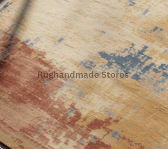 Handwoven Oushak Rug: Pastel Yellow, Aqua & Mustard Boho Decor