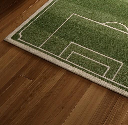 Handmade Soccer Field Rug, Tufted Wool Carpet for Kids Playroom