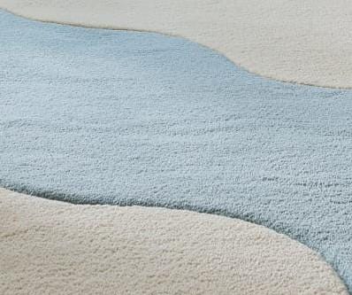Handmade Sky Blue Wool Rug: Sports Theme Kids Playroom Carpet