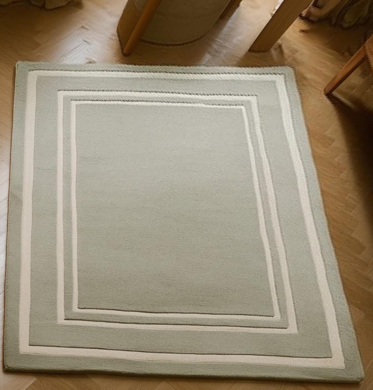 Handmade Sage Green Wool Rug: Geometric High-Low Texture, 6x9