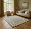 Handmade Sage Green Wool Rug: Geometric High-Low Texture, 6x9