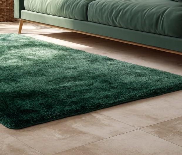 Handmade Tufted Wool Area Rug: Sage Green Floral Carpet, 6x9