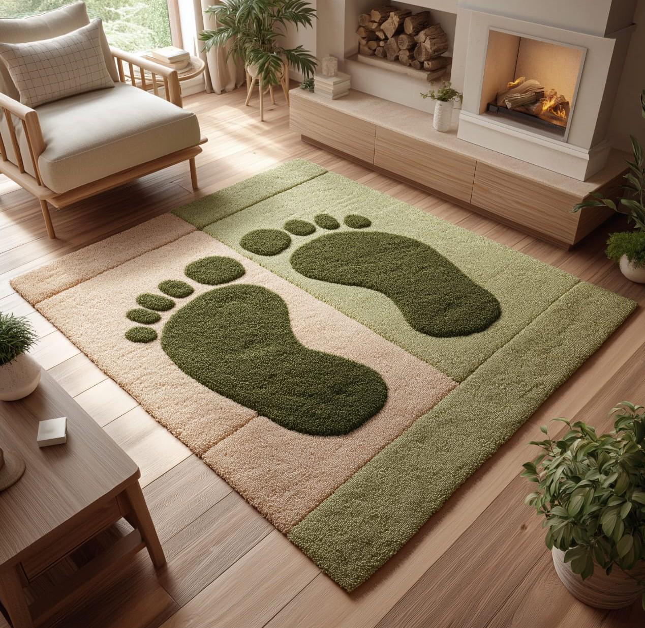 Handmade Wool Tufted Rug 6x9 – Light Green Beige, Modern Design