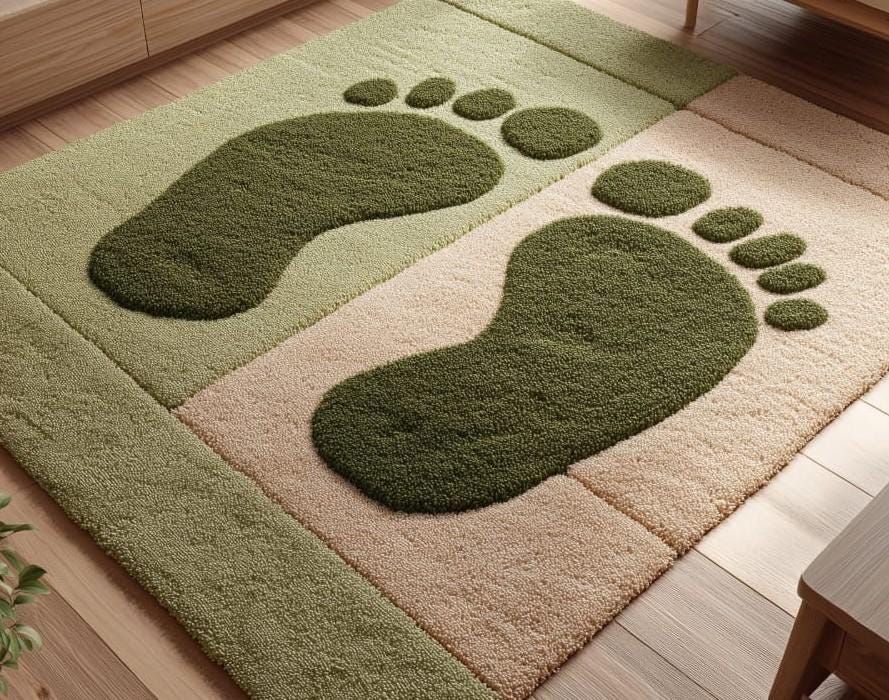 Handmade Wool Tufted Rug 6x9 – Light Green Beige, Modern Design