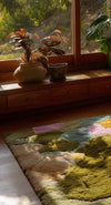 Colorful Tufted Wool Rug: Modern Abstract Texture, Handmade Carpet