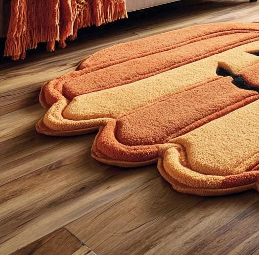 Handmade Wool Pumpkin Rug: Halloween Autumn Decor
