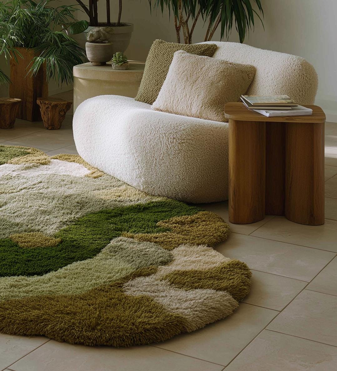 Colorful Hand-Tufted Wool Rug: Modern Texture Decor