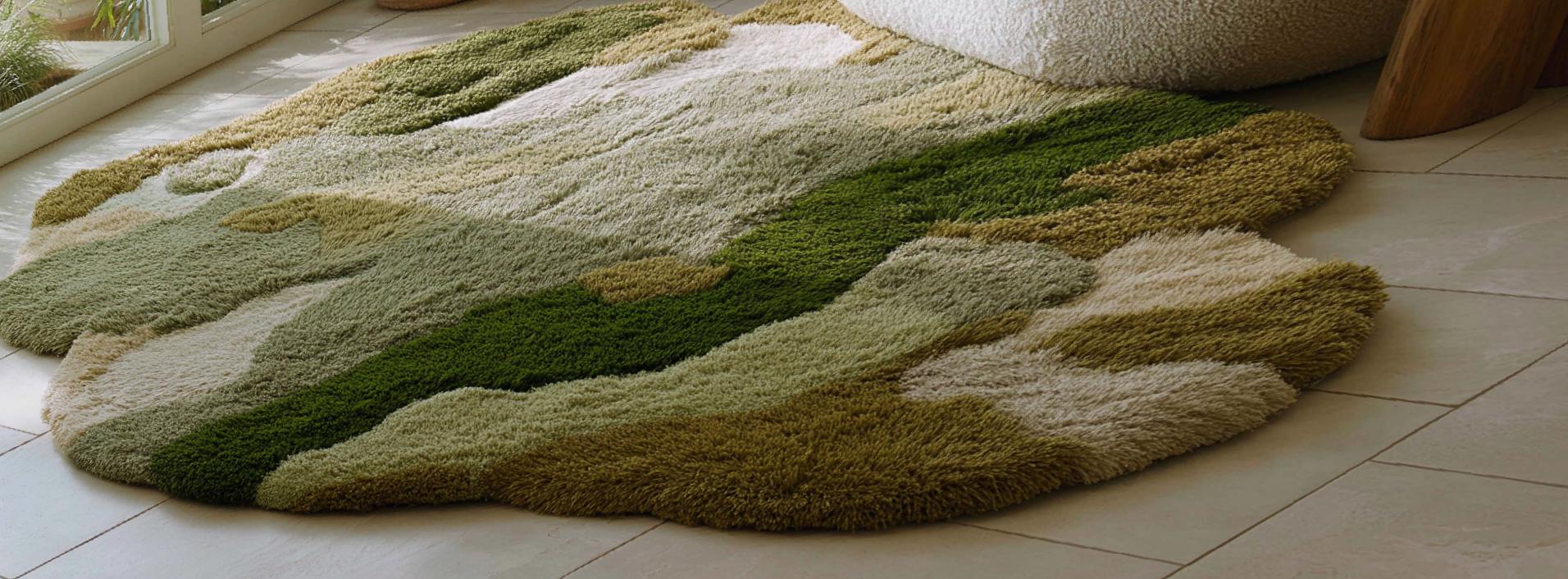 Colorful Hand-Tufted Wool Rug: Modern Texture Decor