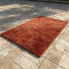 Hand-Tufted Maroon Abstract Area Rug: Modern Wool Carpet, 6x9