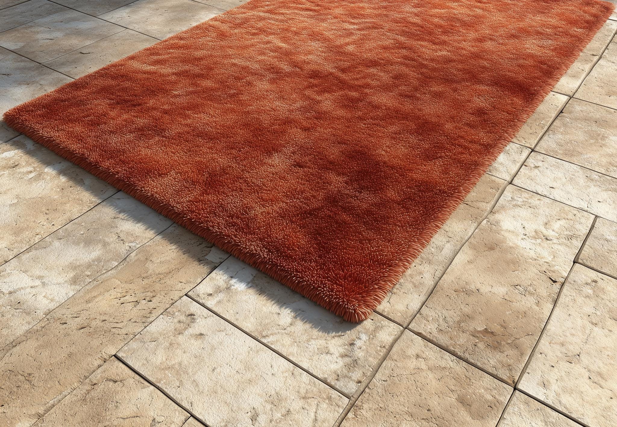 Hand-Tufted Maroon Abstract Area Rug: Modern Wool Carpet, 6x9