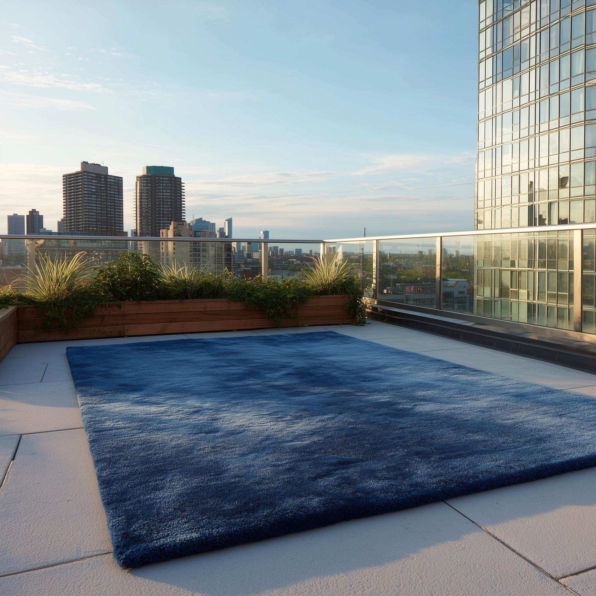Navy Blue Wool Area Rug: Hand-Tufted Shag, Modern Accent Carpet (6x9)