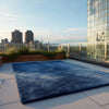 Navy Blue Wool Area Rug: Hand-Tufted Shag, Modern Accent Carpet (6x9)