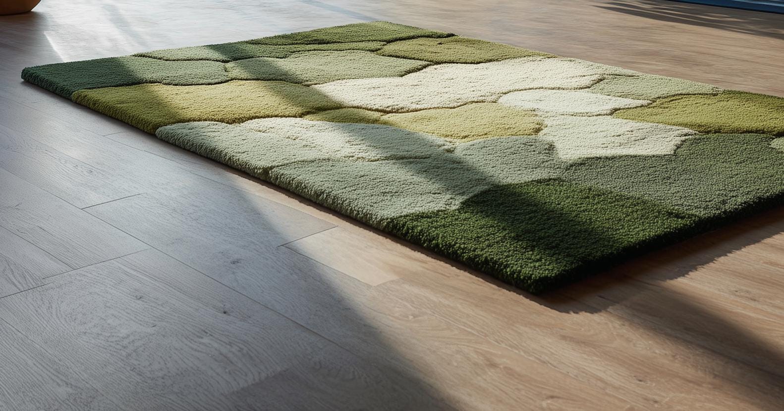 Colorful Tufted Wool Rug: Modern Floral Design, Handmade Carpet