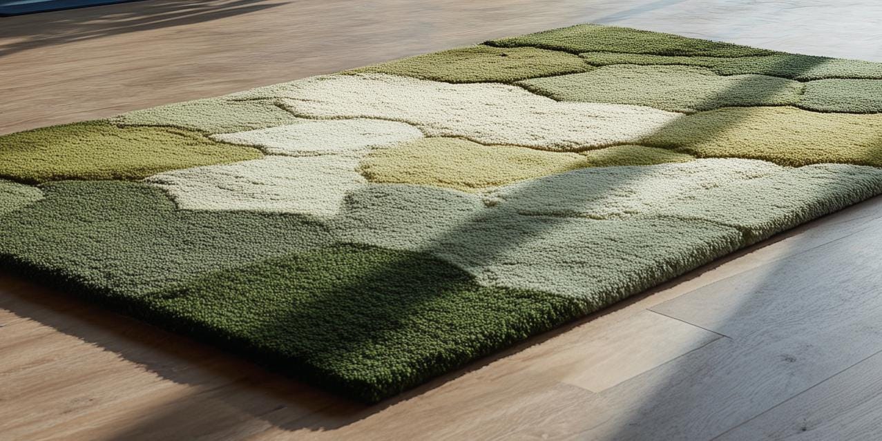 Colorful Tufted Wool Rug: Modern Floral Design, Handmade Carpet