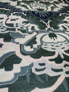 Handmade Oushak Wool Rug: Blue, Gray & Orange Turkish Knot Design