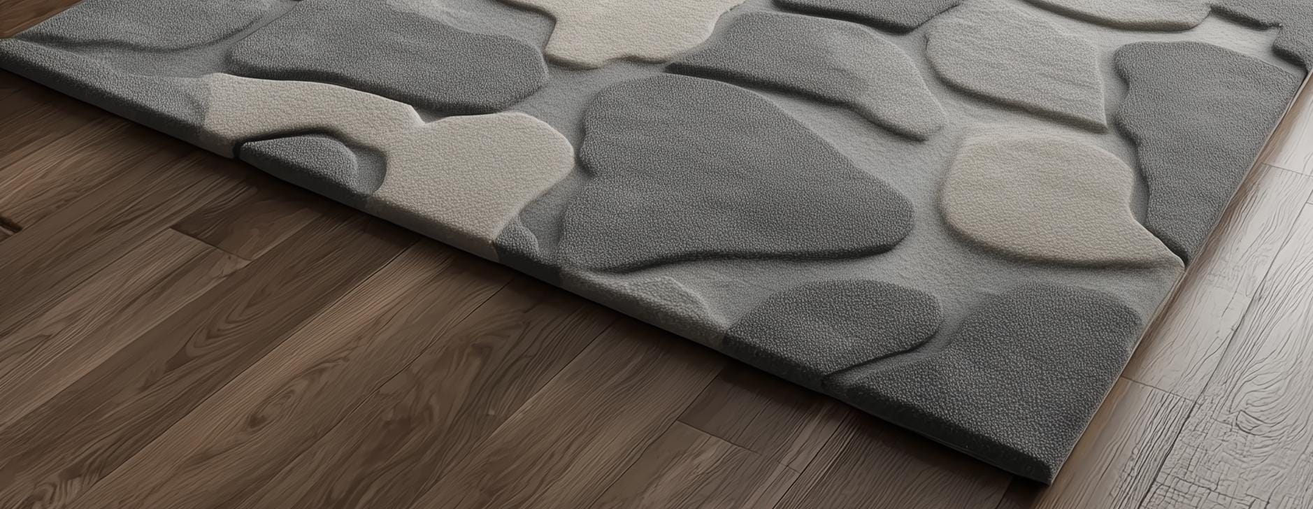 Hand-Tufted Wool Rug: Modern Gray & White Area Carpet (6x9 ft.)