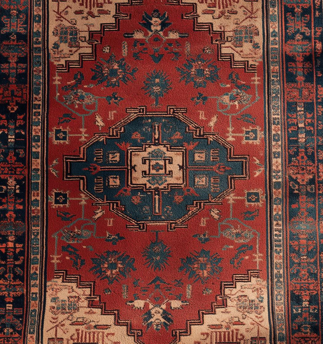 Hand-Knotted Oushak Wool Rug: Floral Medallion, Soft Hues, 8x10 Area Rug