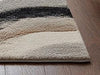 Handmade Wool Runner Rug: Neutral Wave Design, Modern Tufted Carpet