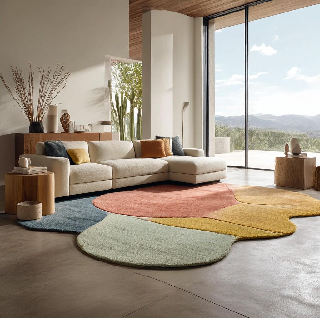 Hand-Tufted Wool Rug: Modern Abstract Design, Earth Wave Sculpture, 6x9