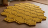 Mustard Honeycomb Rug — Sculpted Hexagon Accent Rug for Entryway & Living Room
