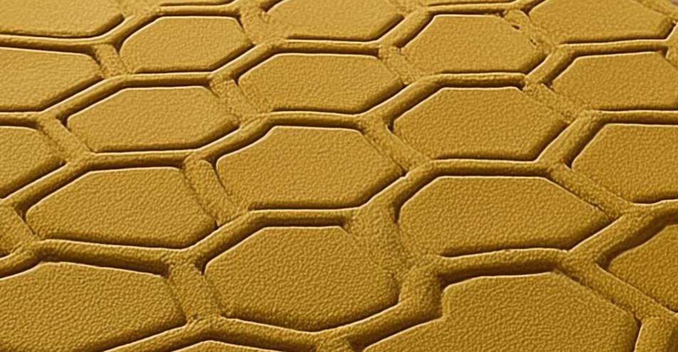 Mustard Honeycomb Rug — Sculpted Hexagon Accent Rug for Entryway & Living Room