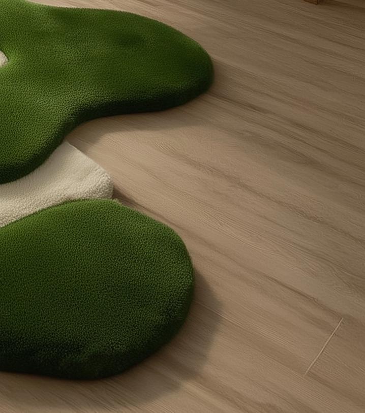 Handmade Green Moss Wool Rug: Forest Texture, Organic Decor