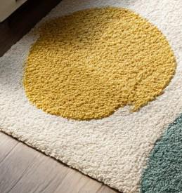 Hand-Tufted Wool Rug: Pastel Circle Design, Modern Plush Carpet size-6x9 feet