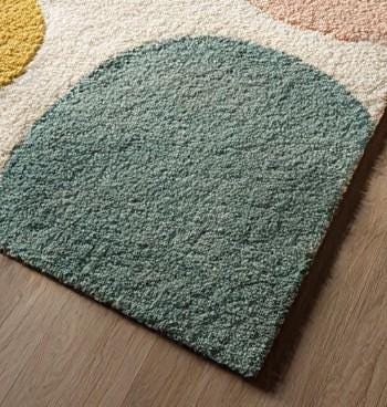 Hand-Tufted Wool Rug: Pastel Circle Design, Modern Plush Carpet size-6x9 feet