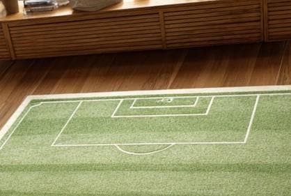 Handmade Soccer Field Rug, Tufted Wool Carpet for Kids Playroom