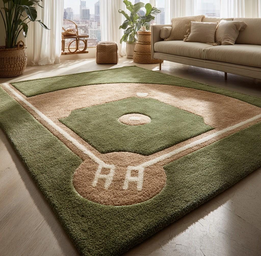 Handmade Tufted Wool Sports Rug: Kids Playroom, Green & Custom