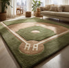 Handmade Tufted Wool Sports Rug: Kids Playroom, Green & Custom