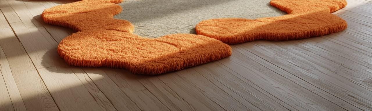 Orange Abstract Tufted Wool Rug: Modern High-Low Texture, 6x9