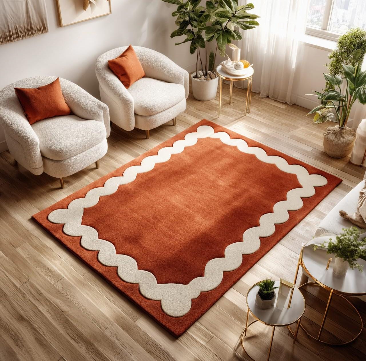 Hand-Tufted Wool Shag Rug: Moroccan Abstract Geometric Decor