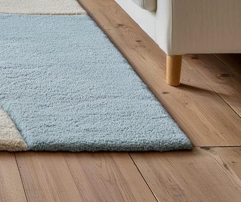 Handmade Sky Blue Wool Rug: Sports Theme Kids Playroom Carpet